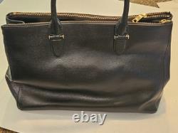 New LAUREN RALPH LAUREN Newbury Double Zip Large Black Leather Satchel