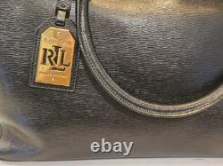 New LAUREN RALPH LAUREN Newbury Double Zip Large Black Leather Satchel