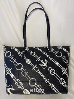 New Lauren Ralph Lauren Keaton Bag Blue Anchors Tote Handbag