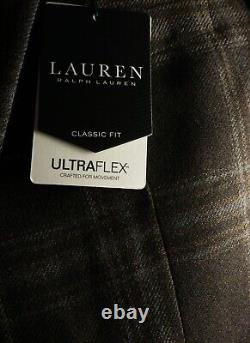 New Lauren Ralph Lauren Lexington Ultra Flex 42L Brown Plaid Flannel Sport Coat