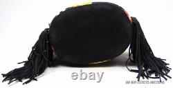 New Lauren Ralph Lauren Needlepoint Medium Andie Drawstring Bag Black Floral Lrl