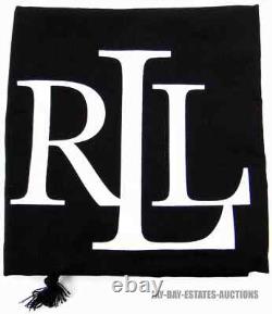New Lauren Ralph Lauren Needlepoint Medium Andie Drawstring Bag Black Floral Lrl