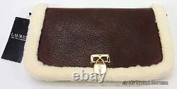 New Lauren Ralph Lauren Waxed Leather Medium Tanner Shoulder Bag Chestnut Brown