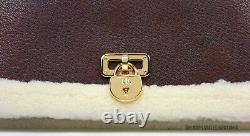 New Lauren Ralph Lauren Waxed Leather Medium Tanner Shoulder Bag Chestnut Brown