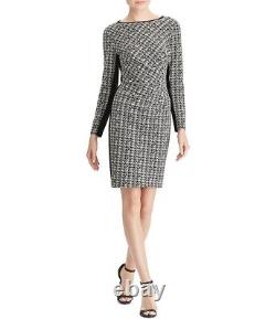 New Lauren Ralph Lauren Women's Houndstooth Colorblock Sheath Dress Black/Whit 6