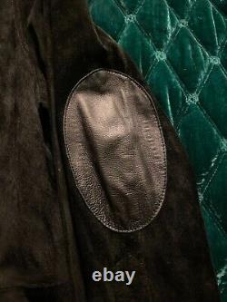 New Lauren Ralph Lauren Women's Suede Black Leather Shirt Elbow Patch Sz Large