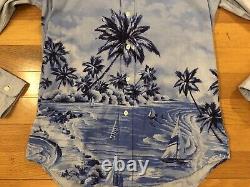 New M Polo Ralph Lauren Tropical Hawaiian Beach Palm Tree Sailing Oxford Shirt