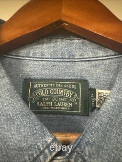 New Men's Polo Ralph Lauren Polo Country Label Denim Shirt Sz M MSRP $198.00