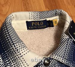 New Men's S Polo Ralph Lauren Buffalo Plaid Fleece Jacket In Clubhouse Cream