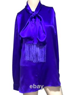 New NWT Ralph Lauren Collection Purple Label Bow Neck Silk Blouse Top US 8