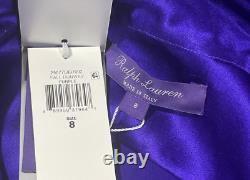 New NWT Ralph Lauren Collection Purple Label Bow Neck Silk Blouse Top US 8