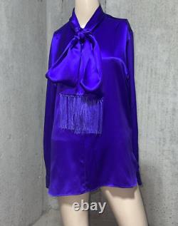 New NWT Ralph Lauren Collection Purple Label Bow Neck Silk Blouse Top US 8