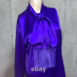 New NWT Ralph Lauren Collection Purple Label Bow Neck Silk Blouse Top US 8