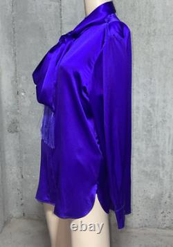 New NWT Ralph Lauren Collection Purple Label Bow Neck Silk Blouse Top US 8