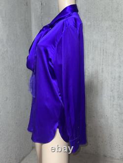 New NWT Ralph Lauren Collection Purple Label Bow Neck Silk Blouse Top US 8