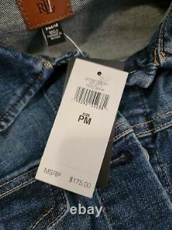New POLO LAUREN RALPH LAUREN Patch Denim Jacket size Petite M SOLD OUT MSRP $175