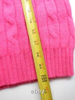 New! Polo Ralph Lauren 100% Cashmere Sweater -m- Pink Cableknit Crew Womans $398