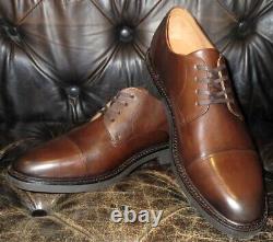 New Polo Ralph Lauren Brown Burnished Cow Leather Cap Toe Shoes 11.5 D