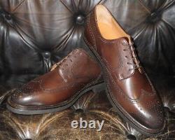 New Polo Ralph Lauren Brown Burnished Cow Leather Perforated Wingtip Shoes 10 D