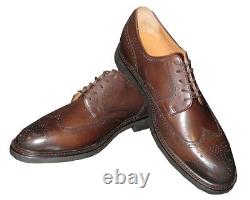 New Polo Ralph Lauren Brown Burnished Cow Leather Perforated Wingtip Shoes 11 D