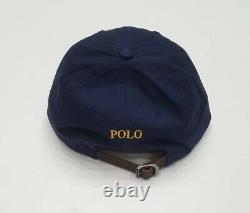 New Polo Ralph Lauren Cross Flags Crest Long Bill Adjustable Leather Strap Back