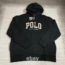 New Polo Ralph Lauren Hoodie Mens 2XL XXL Black Hoodie Spell Out Casual