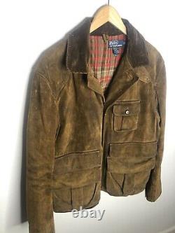 New Polo Ralph Lauren Large Brown Leather Hunting Jacket RRL Oil VTG Coat XL RLX