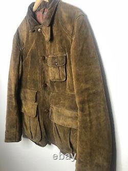 New Polo Ralph Lauren Large Brown Leather Hunting Jacket RRL Oil VTG Coat XL RLX