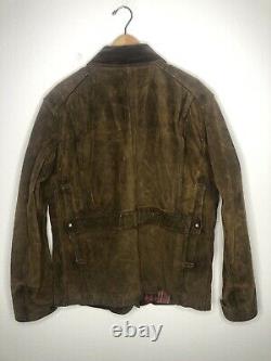 New Polo Ralph Lauren Large Brown Leather Hunting Jacket RRL Oil VTG Coat XL RLX