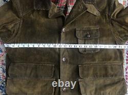 New Polo Ralph Lauren Large Brown Leather Hunting Jacket RRL Oil VTG Coat XL RLX