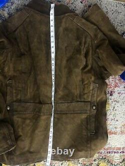 New Polo Ralph Lauren Large Brown Leather Hunting Jacket RRL Oil VTG Coat XL RLX