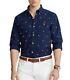 New Polo Ralph Lauren Men's Classic Fit Anchors Print Oxford Shirt Navy Xxl