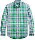 New Polo Ralph Lauren Men's Classic Fit Fit Plaid Oxford Shirt Green Multi M