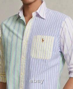 New Polo Ralph Lauren Men's Classic Fit Striped Oxford Fun Shirt L Yellow Multi