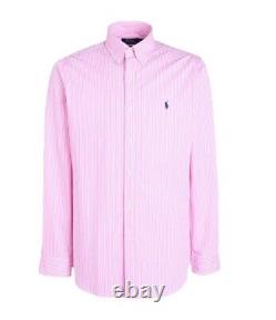 New Polo Ralph Lauren Men's Classic-Fit Striped Stretch Poplin Shirts Pink M & L