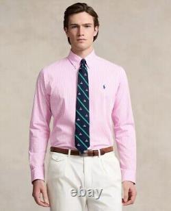 New Polo Ralph Lauren Men's Classic-Fit Striped Stretch Poplin Shirts Pink M & L