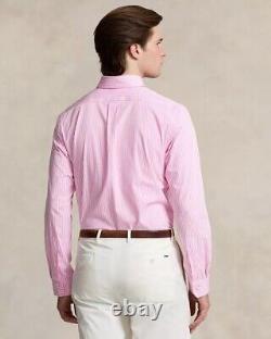 New Polo Ralph Lauren Men's Classic-Fit Striped Stretch Poplin Shirts Pink M & L