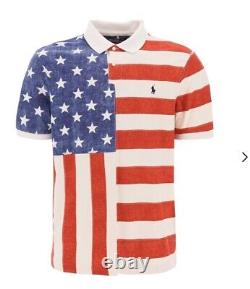 New Polo Ralph Lauren Men's POLO Size L American Printed Flag Mesh Classic Fit