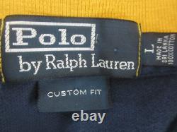 New Polo Ralph Lauren Mens L Navy Yellow Stripe Embroidered Griffin Dragon Shirt