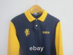 New Polo Ralph Lauren Mens L Navy Yellow Stripe Embroidered Griffin Dragon Shirt
