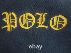 New Polo Ralph Lauren Mens L Navy Yellow Stripe Embroidered Griffin Dragon Shirt