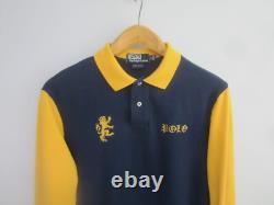 New Polo Ralph Lauren Mens L Navy Yellow Stripe Embroidered Griffin Dragon Shirt