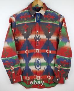 New Polo Ralph Lauren Mens Southwestern Jacquard Workshirt Shirt Flannel $248 L