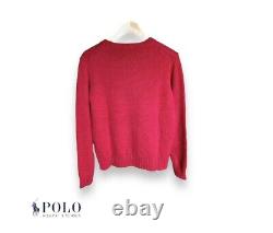 New Polo Ralph Lauren Red Teddy Logo Knitted Sweater