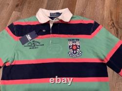 New Polo Ralph Lauren Rugby 3rd Division Green Pink Shirt Long Sleeve Men Size S
