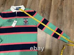 New Polo Ralph Lauren Rugby 3rd Division Green Pink Shirt Long Sleeve Men Size S