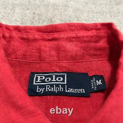 New Polo Ralph Lauren Shirt Mens Medium Button Up Red Linen Preppy Pony