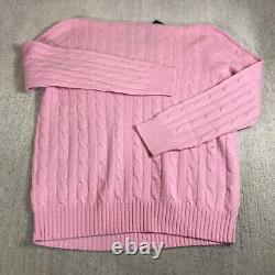 New Polo Ralph Lauren Sweater Mens Large Cashmere Pink Cable Preppy Pony Casual
