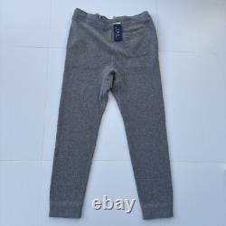 New Polo Ralph Lauren Washable Cashmere Waffle Knit Jogger Pants Grey Size L