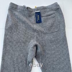 New Polo Ralph Lauren Washable Cashmere Waffle Knit Jogger Pants Grey Size L